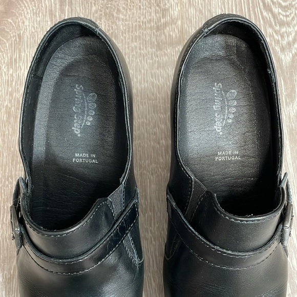 Spring Step Black Leather Stacked Heel Buckle Shootie Ankle Boot 39 (US 8.5) - Picture 6 of 16